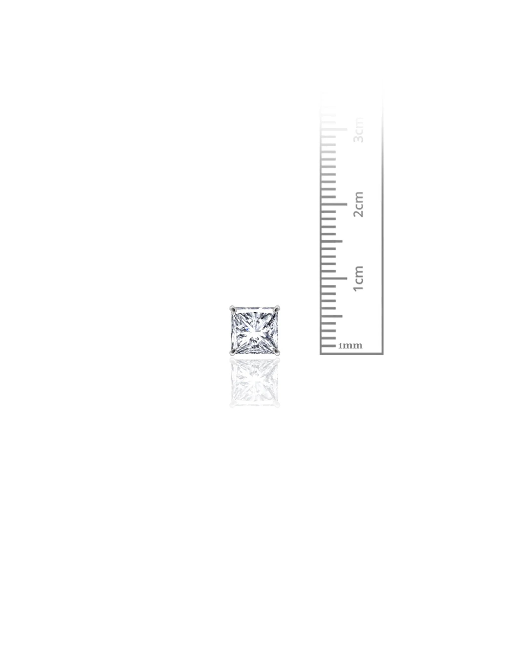 14K White Gold 6MM Square CZ Screwback Stud Earrings