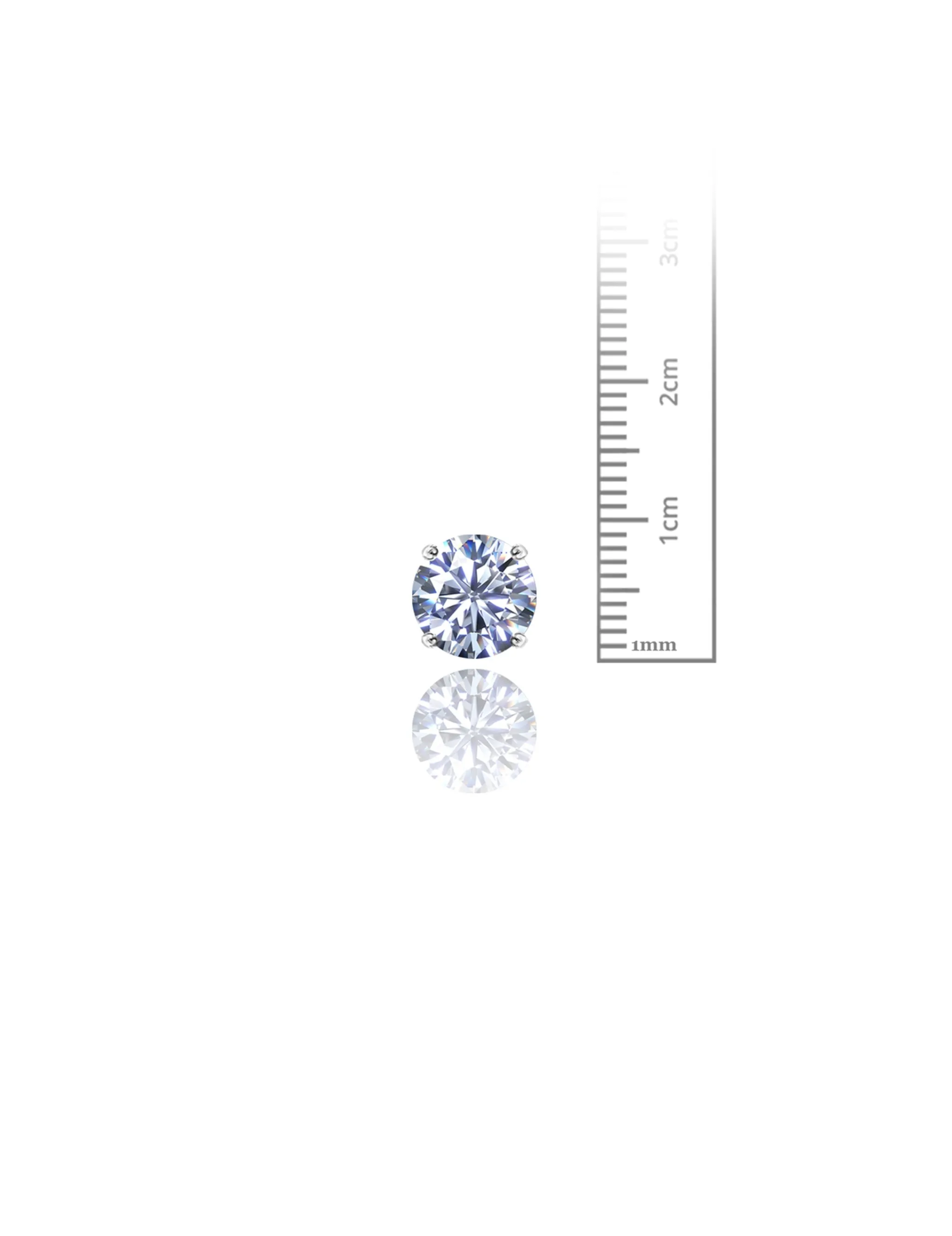 14K White Gold 9MM Round CZ Pushback Stud Earrings