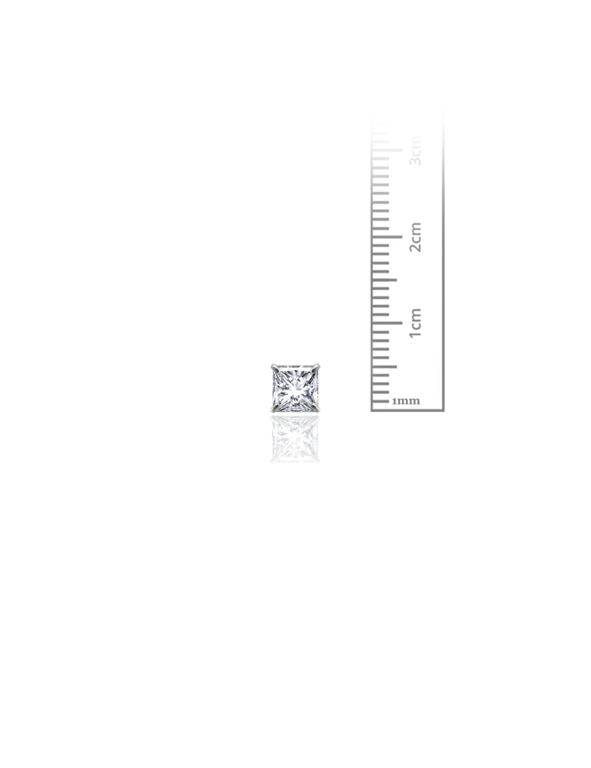 14K White Gold 5MM Square CZ Pushback Stud Earrings