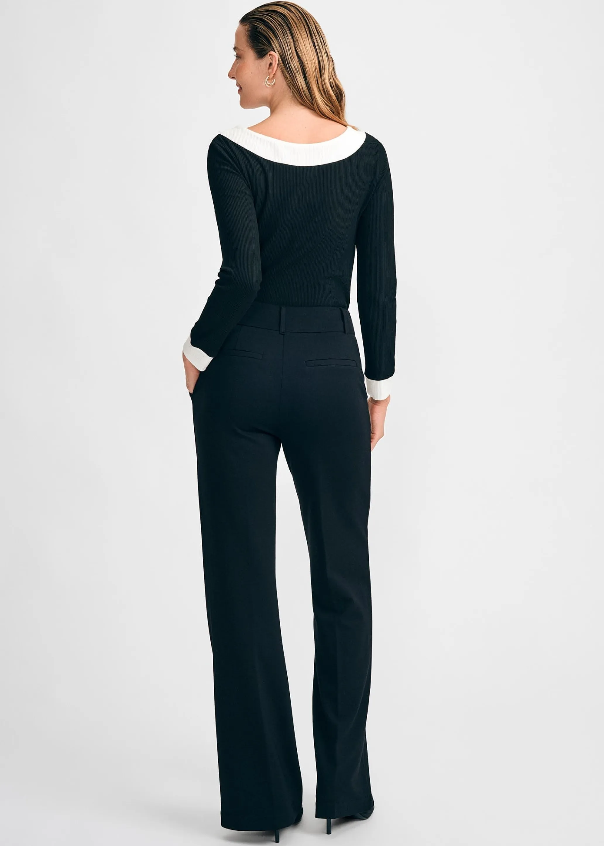 Long-Sleeved Knit Bow Top