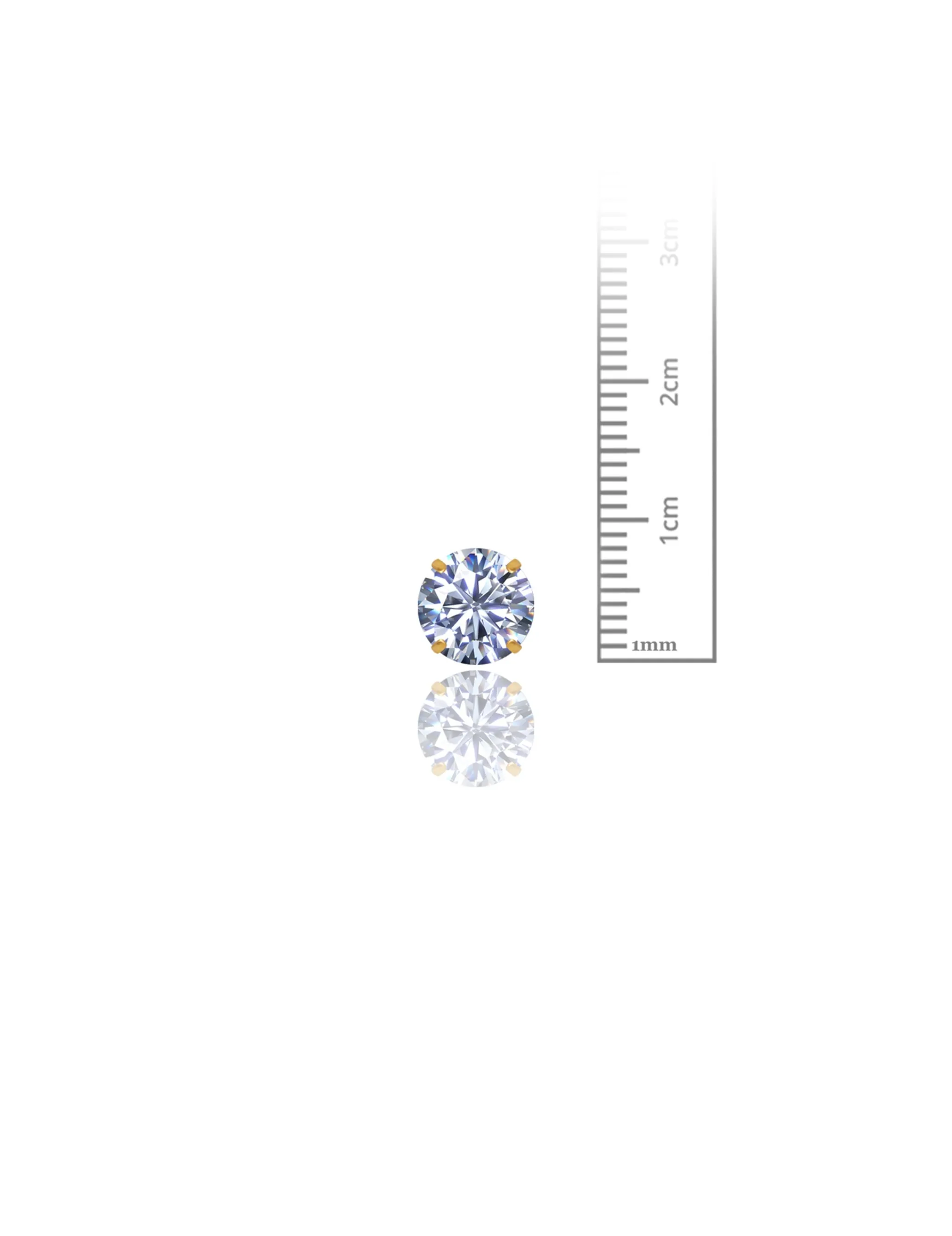 14K Yellow Gold 8MM Round CZ Pushback Stud Earrings