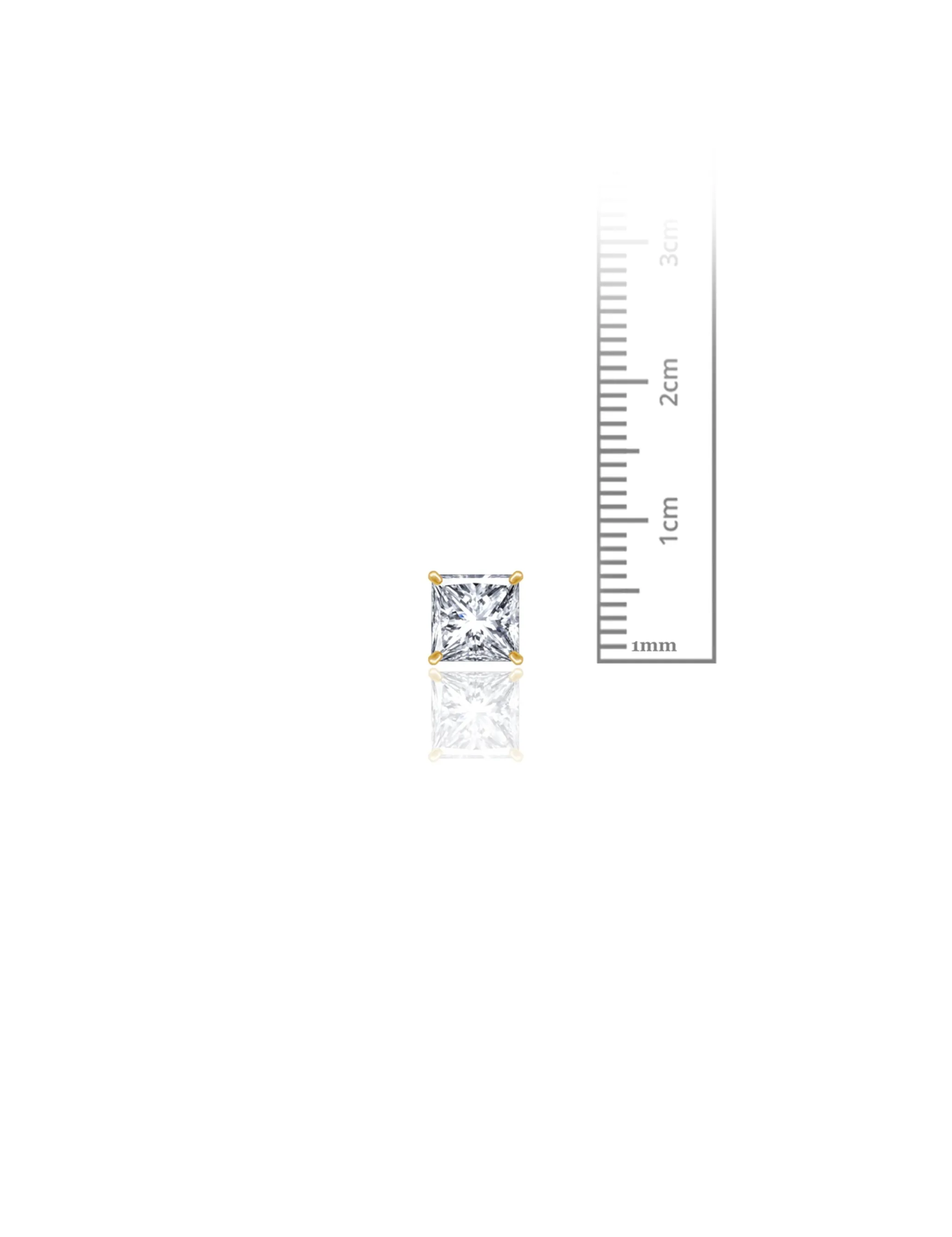 14K Yellow Gold 6MM Square CZ Screwback Stud Earrings