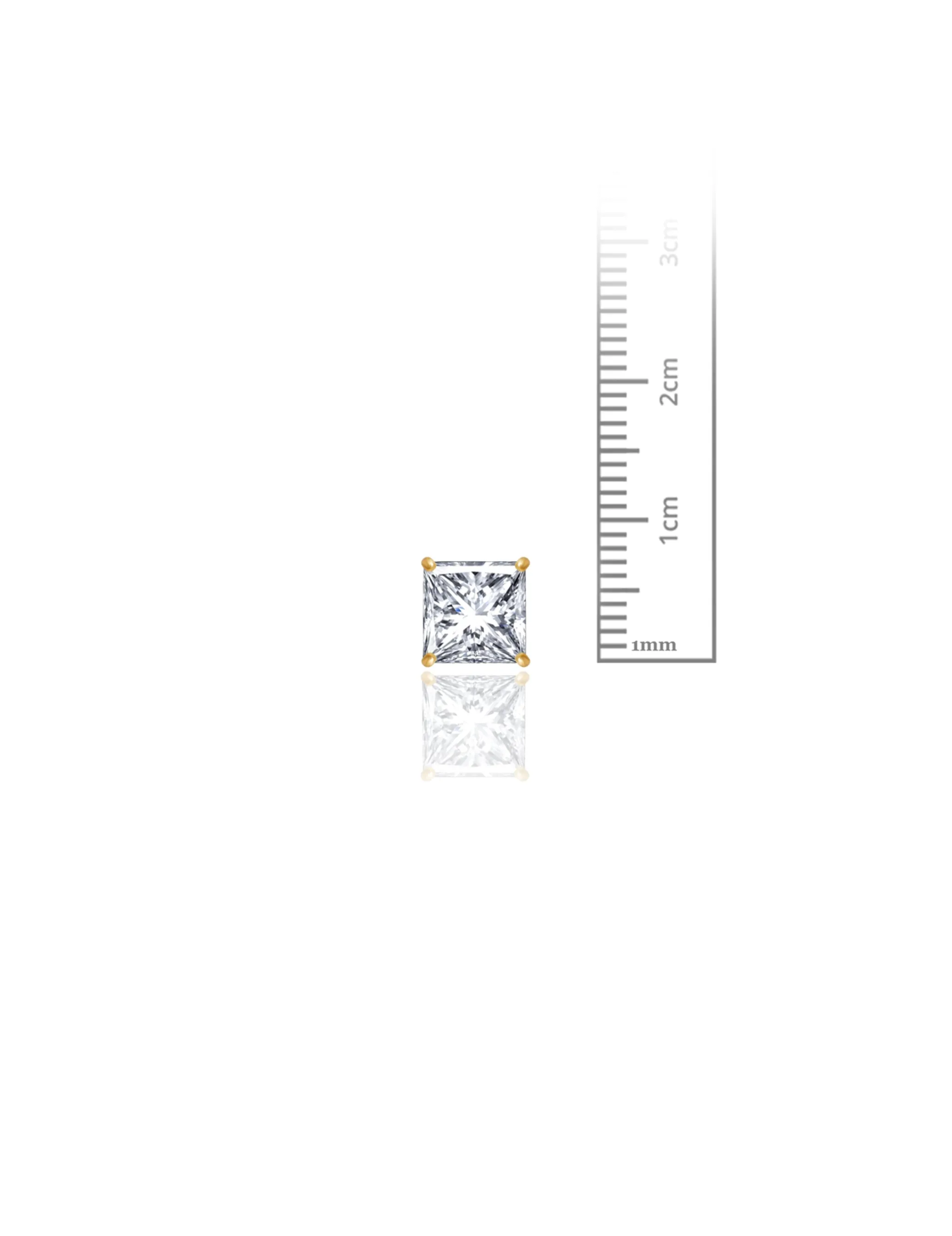 14K Yellow Gold 7MM Square CZ Pushback Stud Earrings