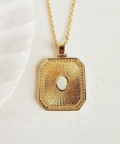 Augusta Jewellery Gold Plated Necklace - Opal Sunburst