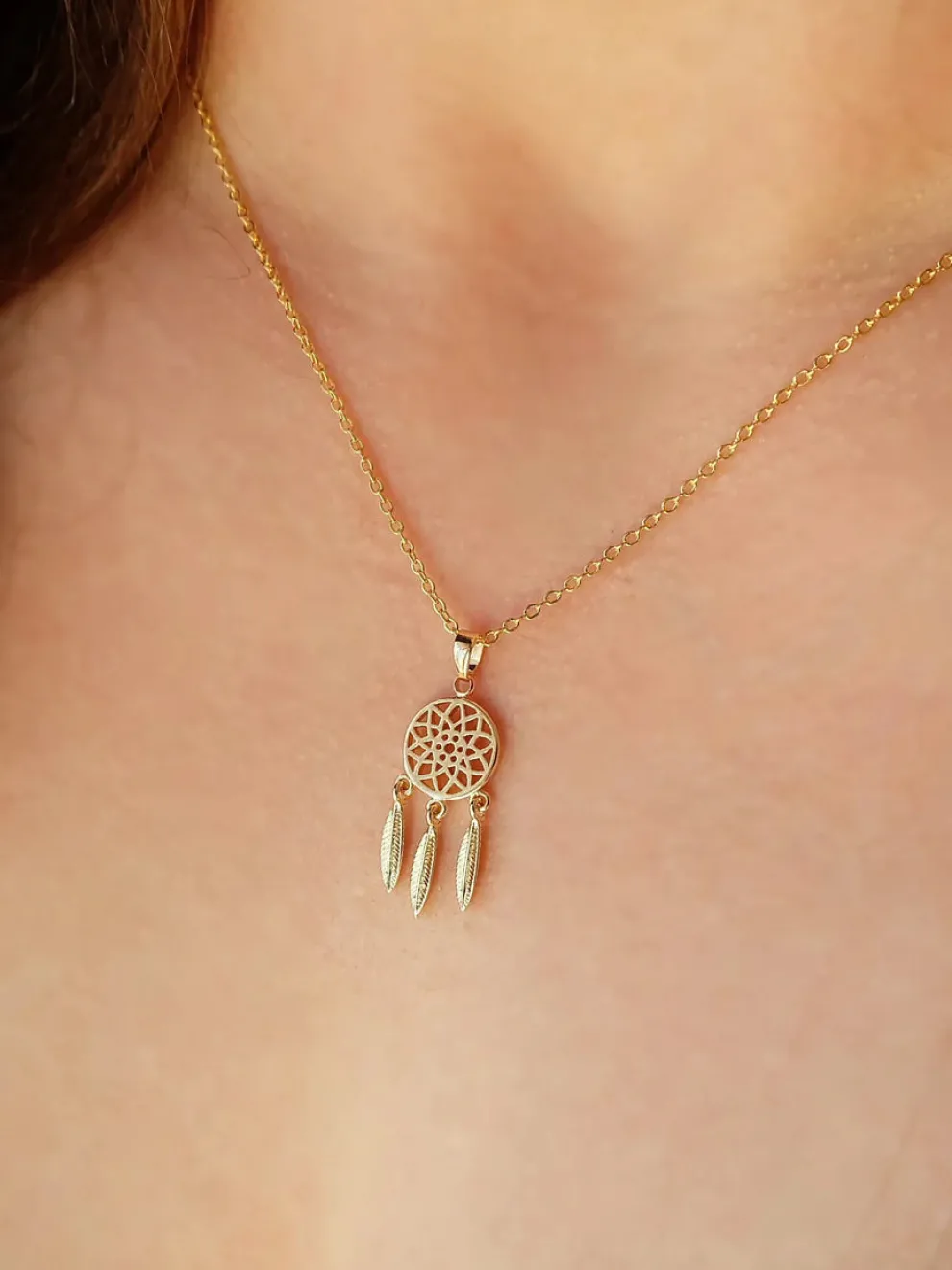 Augusta Jewellery Gold Plated Necklace - Mini Dreamcatcher