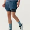 Born Living Yoga Mashu Double Layer Short - Denim/Road Grey
