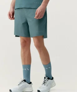 Born Living Yoga Natron Double Layer Short - Grey Green/Road Grey