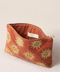 Elizabeth Scarlett Velvet Everyday Pouch - Rust Sun Goddess