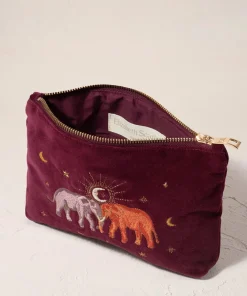 Elizabeth Scarlett Velvet Mini Pouch - Ruby Enchanted Elephant