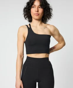 Girlfriend Collective Uma One-Shoulder Bra - Black