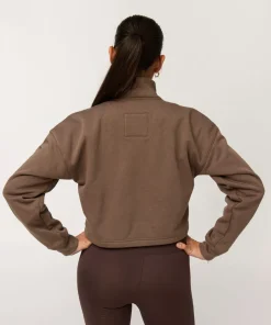 Girlfriend Collective Vega Half Zip Sweatshirt - Mink