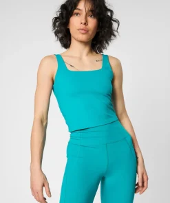 Girlfriend Collective Tommy Square Neck Tank - Peacock