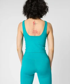 Girlfriend Collective Tommy Square Neck Tank - Peacock