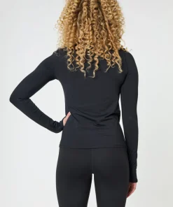 Girlfriend Collective Reset Long Sleeve Mock Neck Half Zip - Black