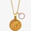 Goddess Charms Goddess of Protection Pendant Necklace with Rose Quartz Power Stone - Gold