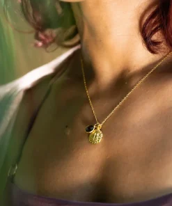 Goddess Charms Goddess of Protection Pendant Necklace with Rose Quartz Power Stone - Gold