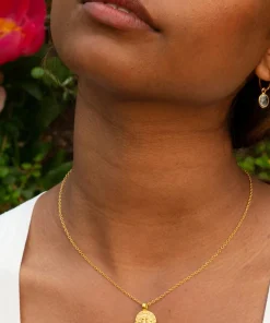 Goddess Charms Goddess of Protection Pendant Necklace with Rose Quartz Power Stone - Gold