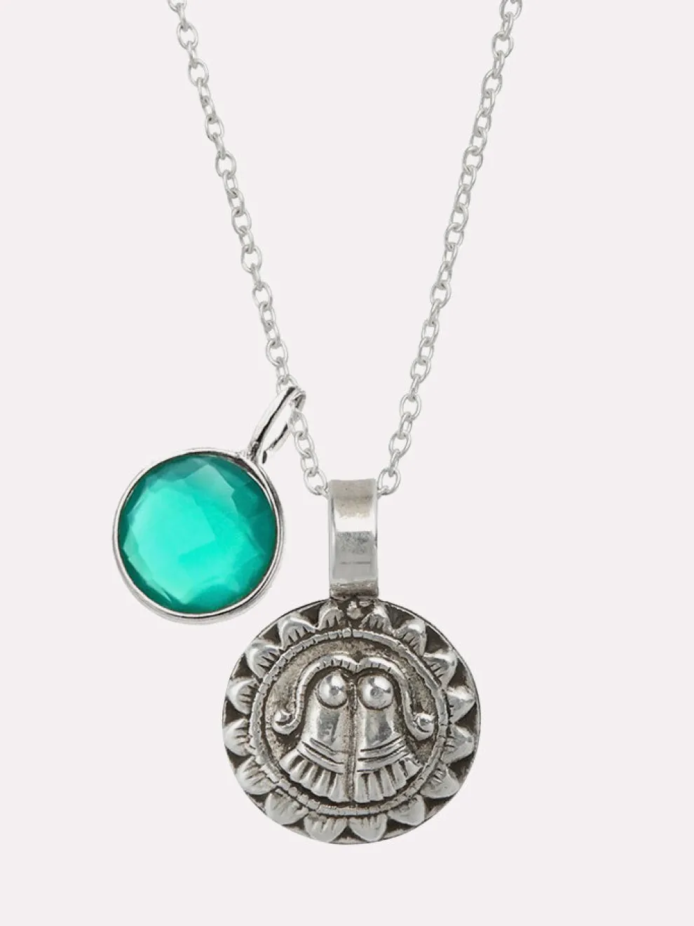 Goddess Charms Goddess of Protection Pendant with Green Onyx Power Stone - Silver