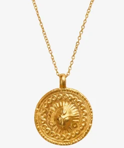 Goddess Charms Sun God Pendant Necklace - Gold
