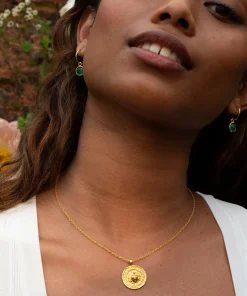 Goddess Charms Sun God Pendant Necklace - Gold