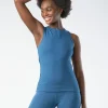 Gossypium Twist Yoga Vest - Sapphire