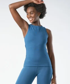 Gossypium Twist Yoga Vest - Sapphire