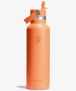 Hydro Flask 621ml (21oz) Standard Mouth Bottle with Flex Straw Cap - Nectar Orange