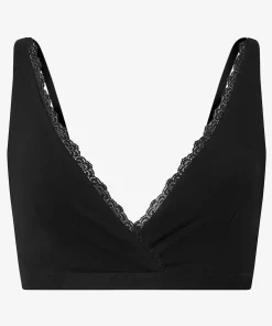Komodo Margot Organic Cotton Lace-Trim Bra - Black
