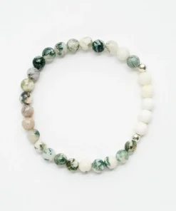 Mala Bead Bracelet - Tree Agate & Mother of Pearl