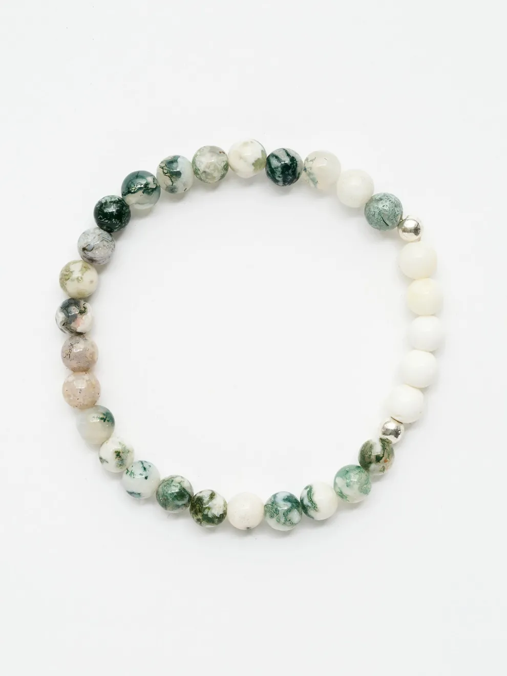 Mala Bead Bracelet - Tree Agate & Mother of Pearl