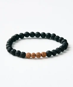 Mala Bead Bracelet - Black Lava