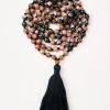Mala Bead Necklace - Black Rhodonite