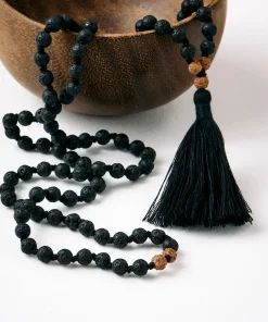 Mala Bead Necklace - Black Lava