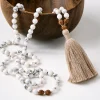 Mala Bead Necklace - White Howlite
