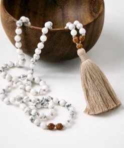 Mala Bead Necklace - White Howlite