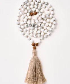 Mala Bead Necklace - White Howlite
