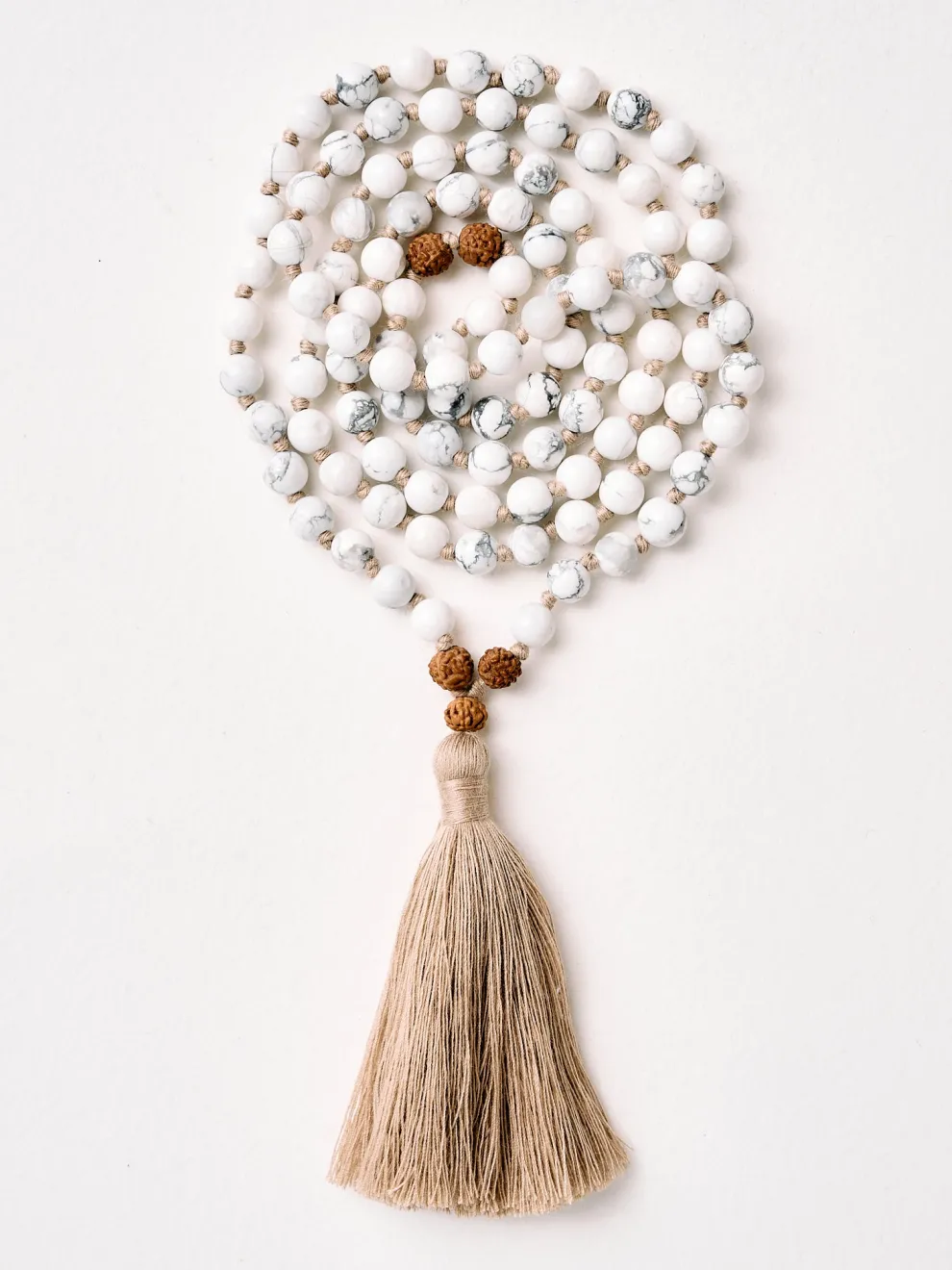 Mala Bead Necklace - White Howlite