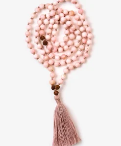 Mala Bead Necklace - Pink Opal