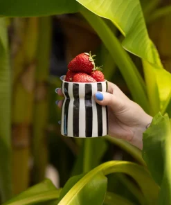 Paddywax Cabana Striped Ceramic Candle - Lava Stone