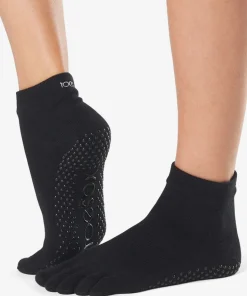 ToeSox Full Toe Ankle Grip Socks - Black