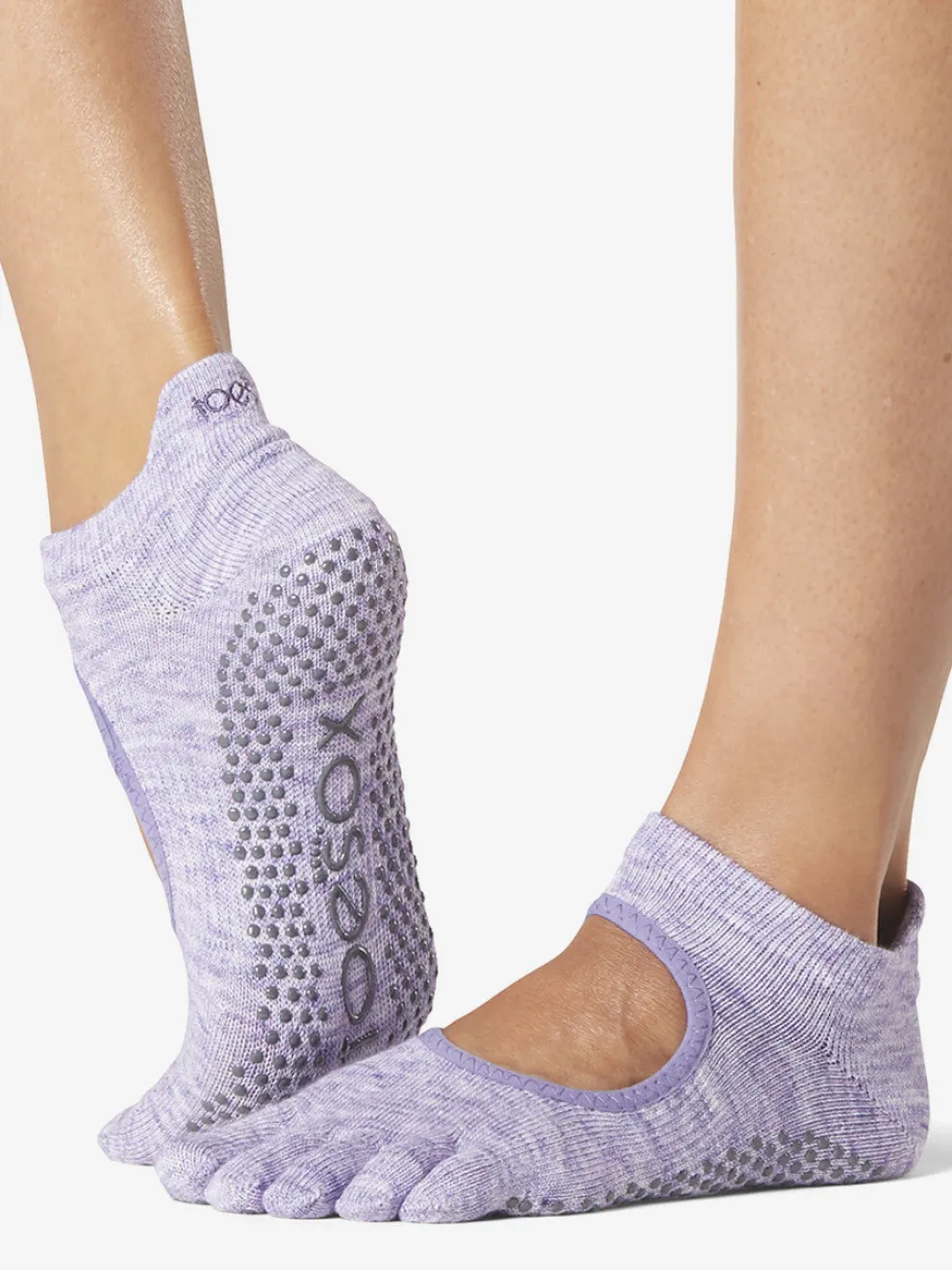 Toesox Full Toe Bellarina Grip Socks - Heather Purple