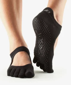 ToeSox Full Toe Bellarina Grip Socks - Black