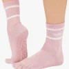 ToeSox Full Toe Crew Grip Socks - Camellia Heather