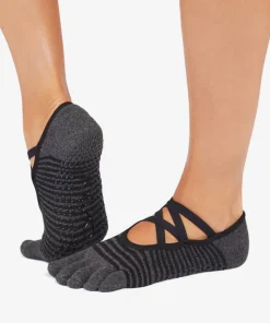 ToeSox Full Toe Elle Grip Socks - Midnight Stripe