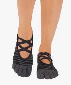 ToeSox Full Toe Elle Grip Socks - Midnight Stripe