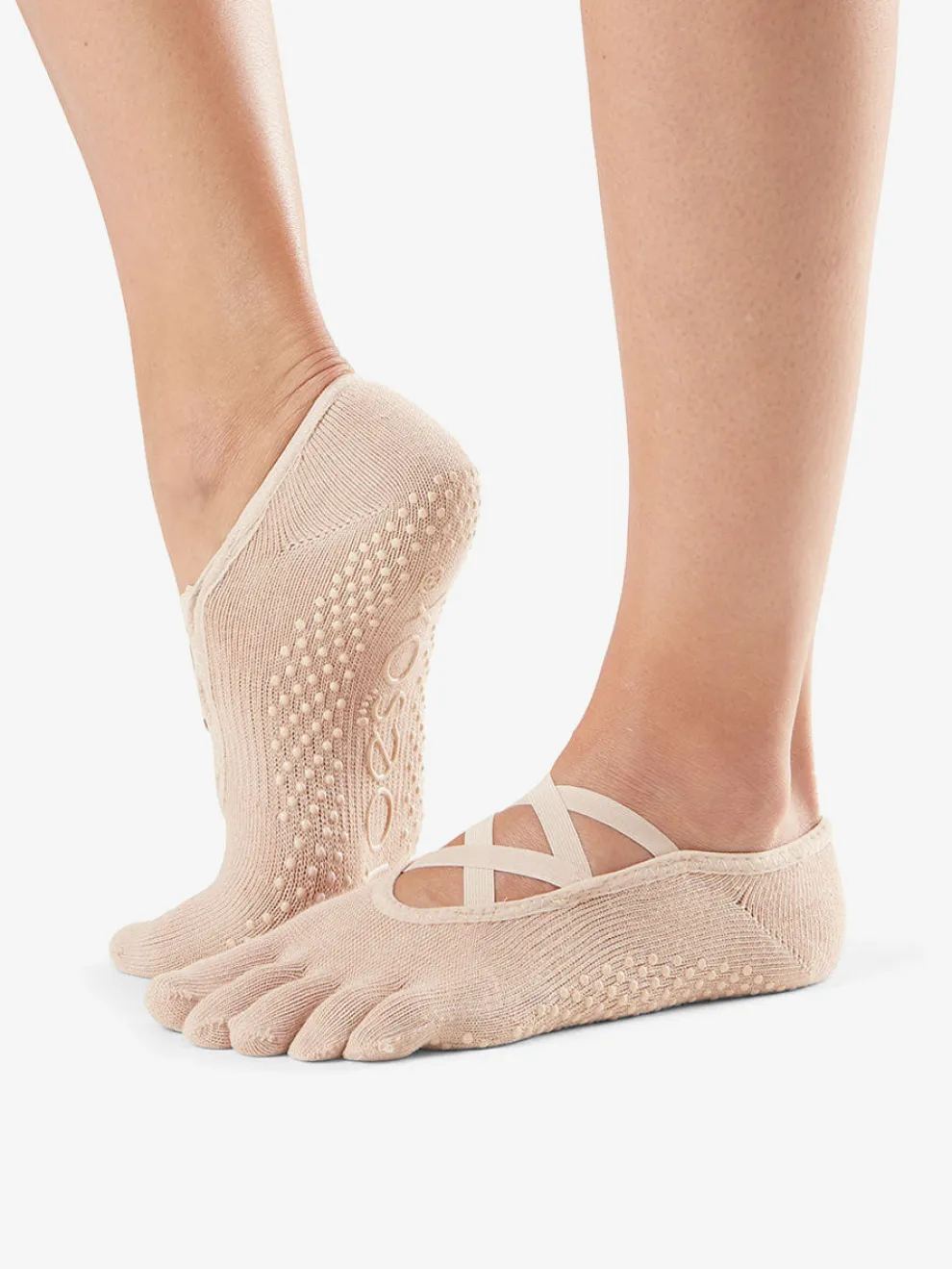 Toesox Full Toe Elle Grip Socks - Ballet Nude