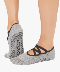 ToeSox Full Toe Elle Grip Socks - Grey Speckle