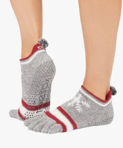 ToeSox Full Toe Low Rise Grip Socks - Snowdrift