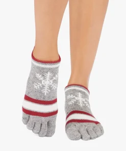 ToeSox Full Toe Low Rise Grip Socks - Snowdrift