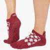 ToeSox Full Toe Low Rise Grip Socks - Ruby